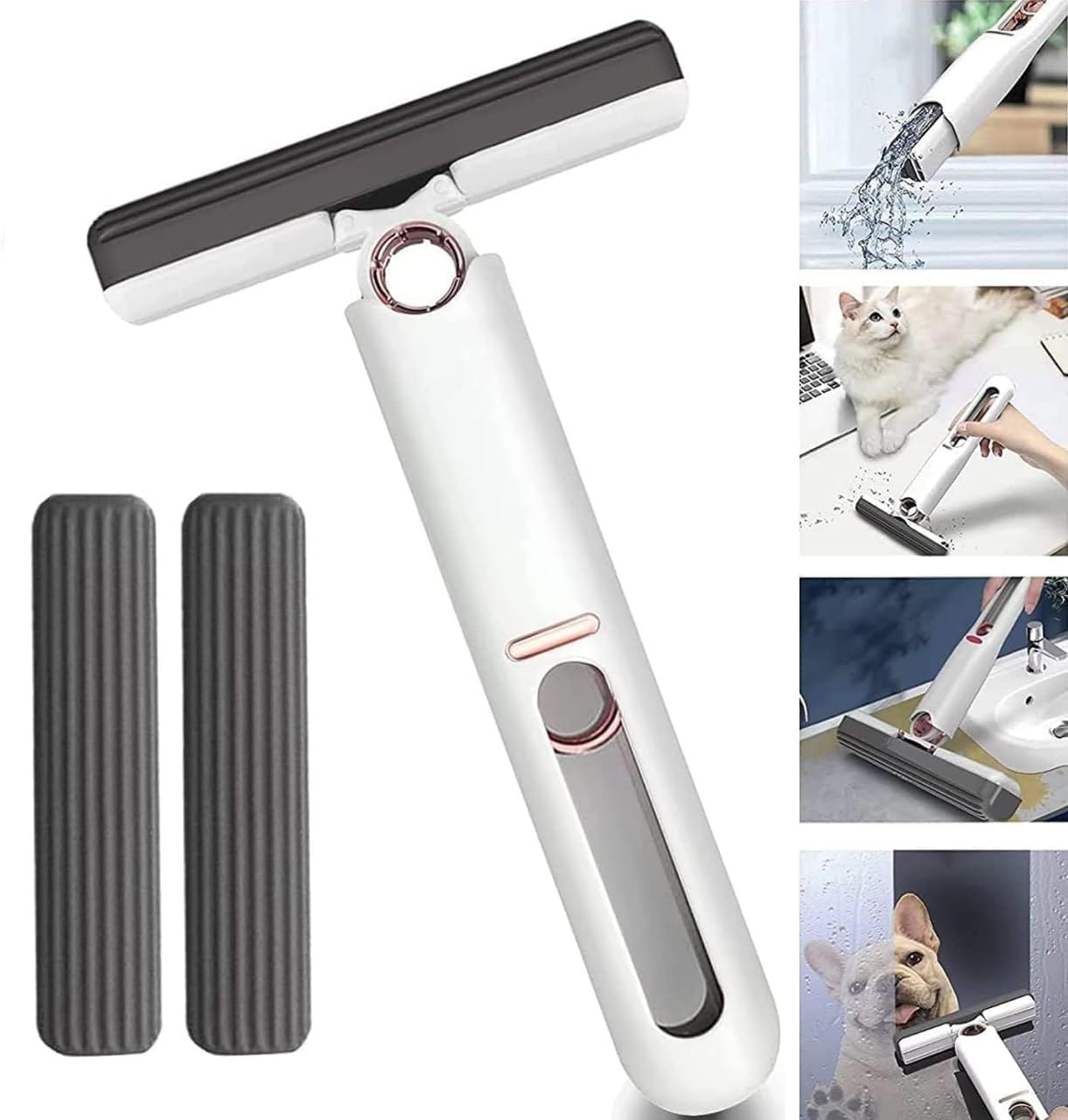 Mini Handheld Sponge Mop – Compact Absorbent Squeegee Cleaner with Replaceable Pads