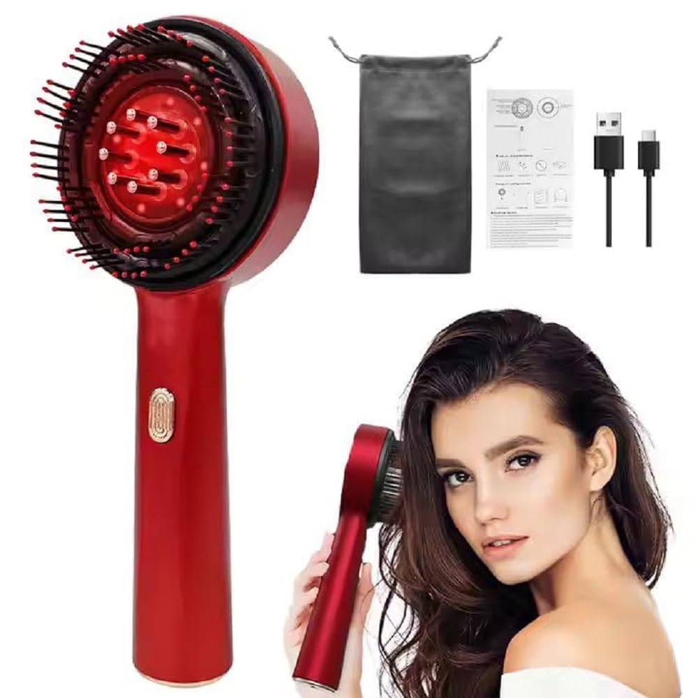 Electric Scalp Massager & Oil Applicator – Waterproof Red-Light Hair Growth & Relaxation Brush