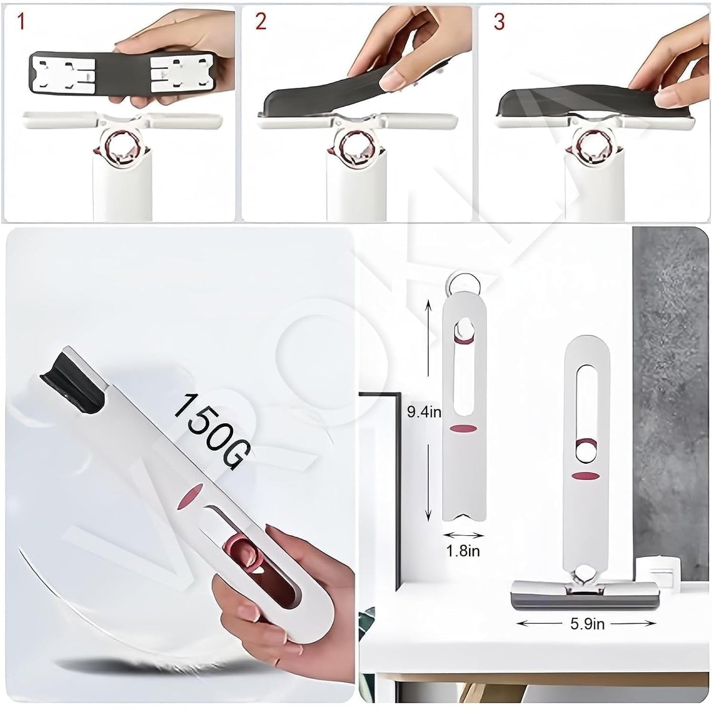 Mini Handheld Sponge Mop – Compact Absorbent Squeegee Cleaner with Replaceable Pads