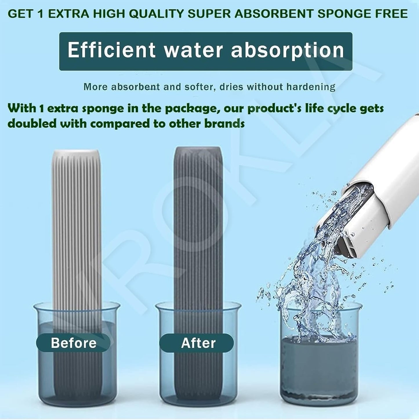 Mini Handheld Sponge Mop – Compact Absorbent Squeegee Cleaner with Replaceable Pads