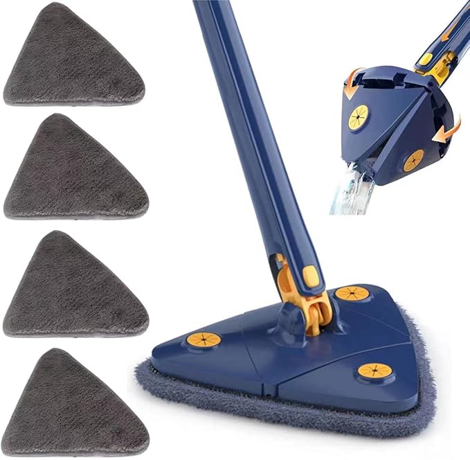 360° Rotatable Triangle Microfiber Mop – Multi-Surface Floor & Wall Cleaner