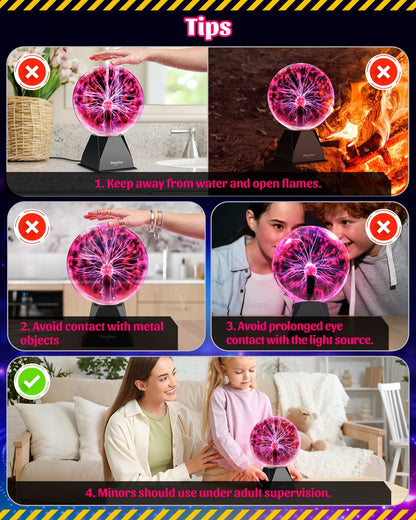 Plasma Ball Lamp – Touch Sensitive Lightning Globe, Interactive LED Desk Decor & Night Light