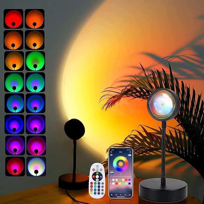 Sunset Aura™ RGB Projection Lamp – Remote Control 16-Color Mood Light for Aesthetic Rooms & Photography