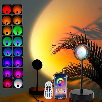 Sunset Aura™ RGB Projection Lamp – Remote Control 16-Color Mood Light for Aesthetic Rooms & Photography