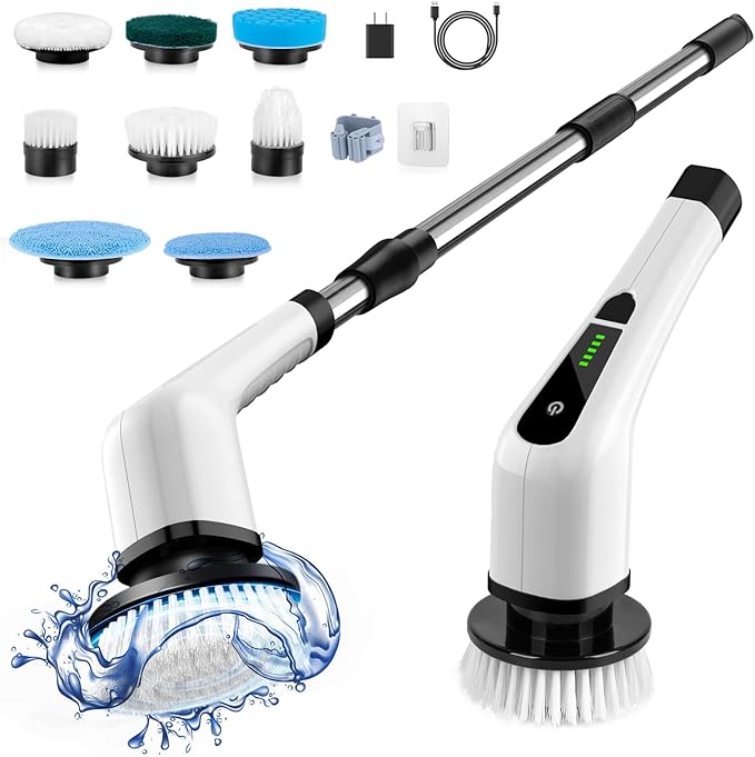 9-in-1 Electric Spin Scrubber – Cordless, Extendable Power Cleaner for Bathroom, Kitchen, Tiles & Floors