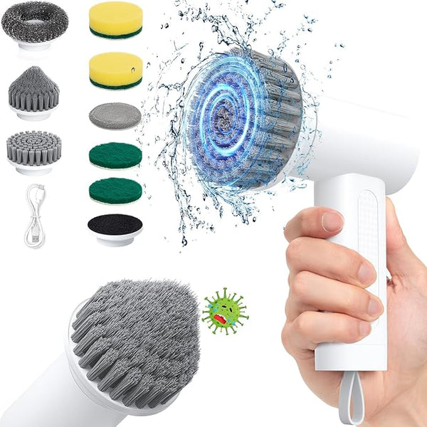 5-in-1 Magic Power Scrubber – Rechargeable Handheld Electric Cleaning Brush for Kitchen, Bathroom & Floor
