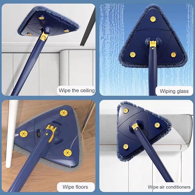 360° Rotatable Triangle Microfiber Mop – Multi-Surface Floor & Wall Cleaner