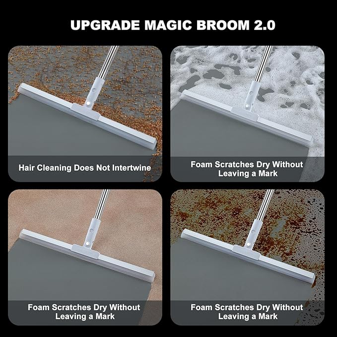 Magic Silicone Broom Floor Wiper – 3-in-1 Multipurpose Floor Cleaner for Water, Dust & Hair (Adjustable Handle)