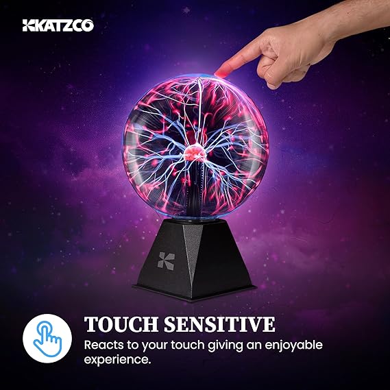 Plasma Ball Lamp – Touch Sensitive Lightning Globe, Interactive LED Desk Decor & Night Light