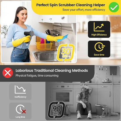 5-in-1 Magic Power Scrubber – Rechargeable Handheld Electric Cleaning Brush for Kitchen, Bathroom & Floor