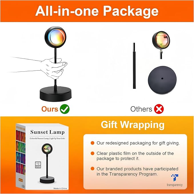 Sunset Aura™ RGB Projection Lamp – Remote Control 16-Color Mood Light for Aesthetic Rooms & Photography