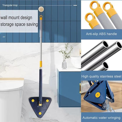 360° Rotatable Triangle Microfiber Mop – Multi-Surface Floor & Wall Cleaner