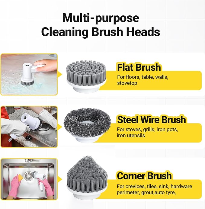 5-in-1 Magic Power Scrubber – Rechargeable Handheld Electric Cleaning Brush for Kitchen, Bathroom & Floor