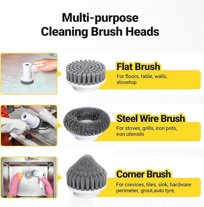 5-in-1 Magic Power Scrubber – Rechargeable Handheld Electric Cleaning Brush for Kitchen, Bathroom & Floor