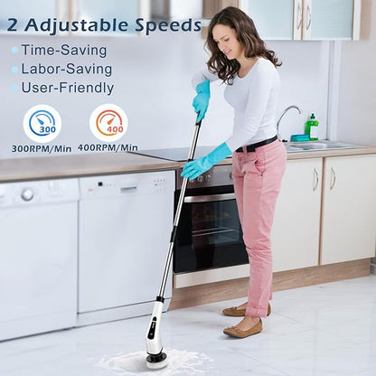 9-in-1 Electric Spin Scrubber – Cordless, Extendable Power Cleaner for Bathroom, Kitchen, Tiles & Floors