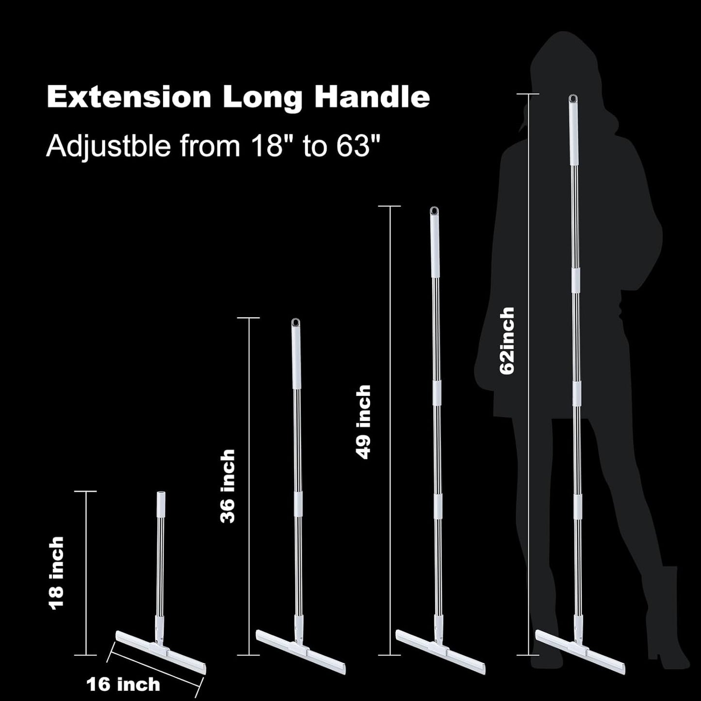 Magic Silicone Broom Floor Wiper – 3-in-1 Multipurpose Floor Cleaner for Water, Dust & Hair (Adjustable Handle)