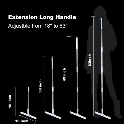 Magic Silicone Broom Floor Wiper – 3-in-1 Multipurpose Floor Cleaner for Water, Dust & Hair (Adjustable Handle)