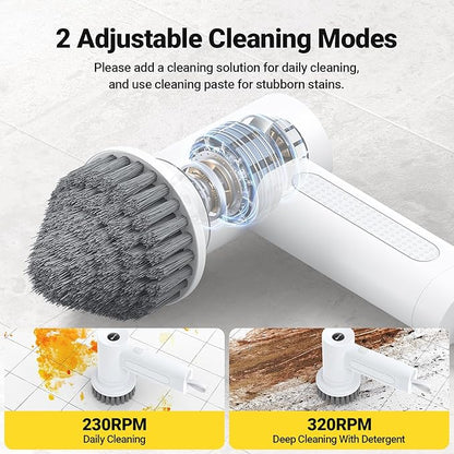 5-in-1 Magic Power Scrubber – Rechargeable Handheld Electric Cleaning Brush for Kitchen, Bathroom & Floor