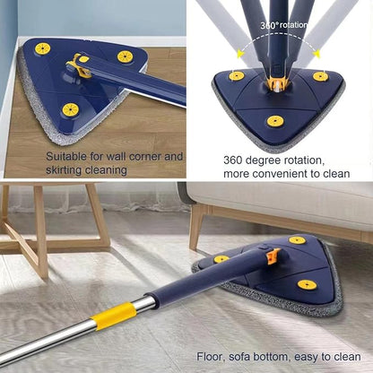 360° Rotatable Triangle Microfiber Mop – Multi-Surface Floor & Wall Cleaner