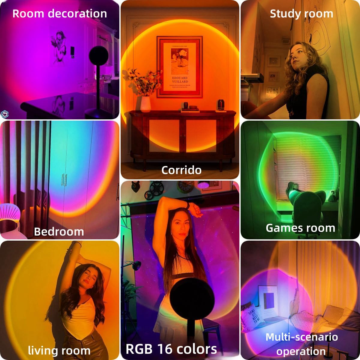 Sunset Aura™ RGB Projection Lamp – Remote Control 16-Color Mood Light for Aesthetic Rooms & Photography
