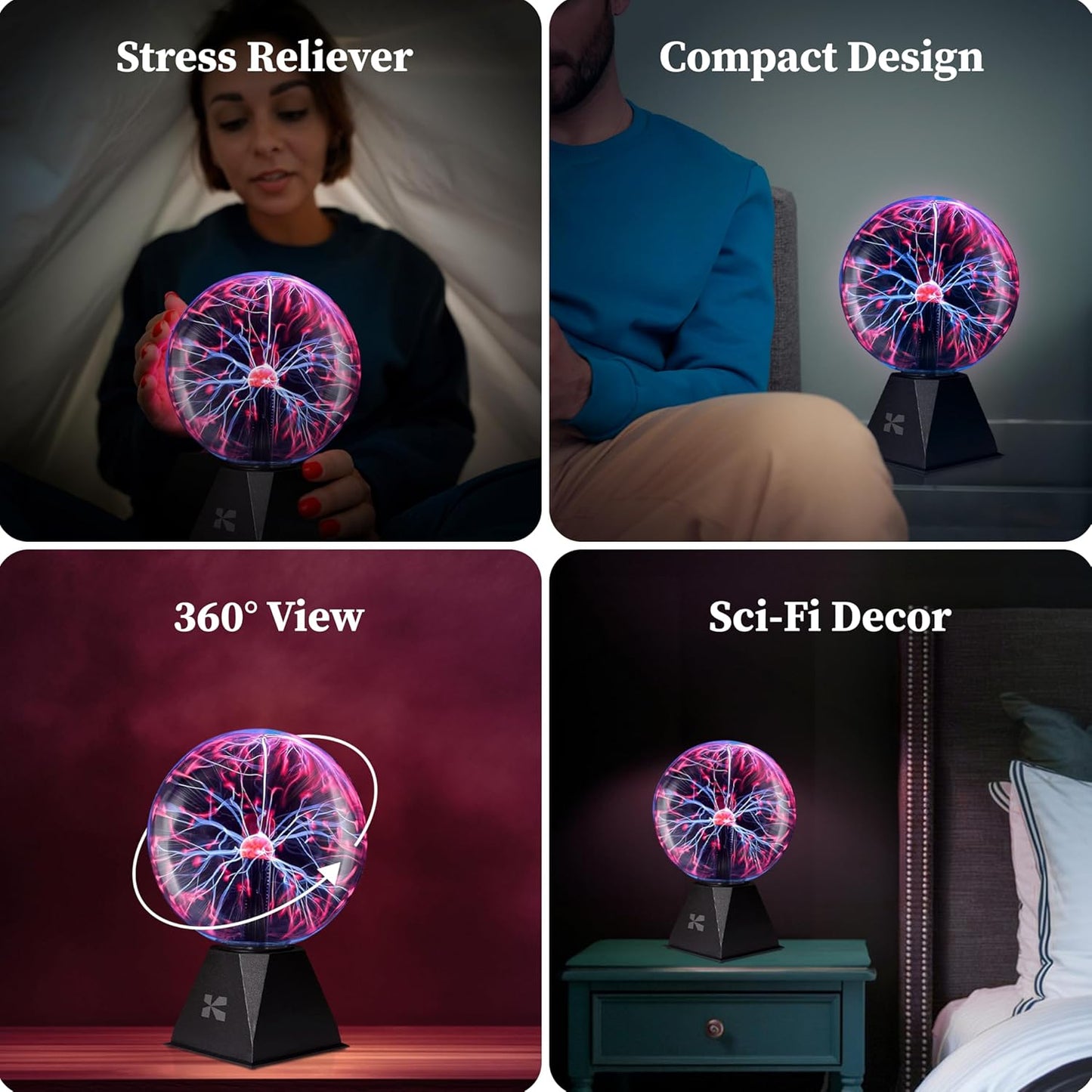 Plasma Ball Lamp – Touch Sensitive Lightning Globe, Interactive LED Desk Decor & Night Light
