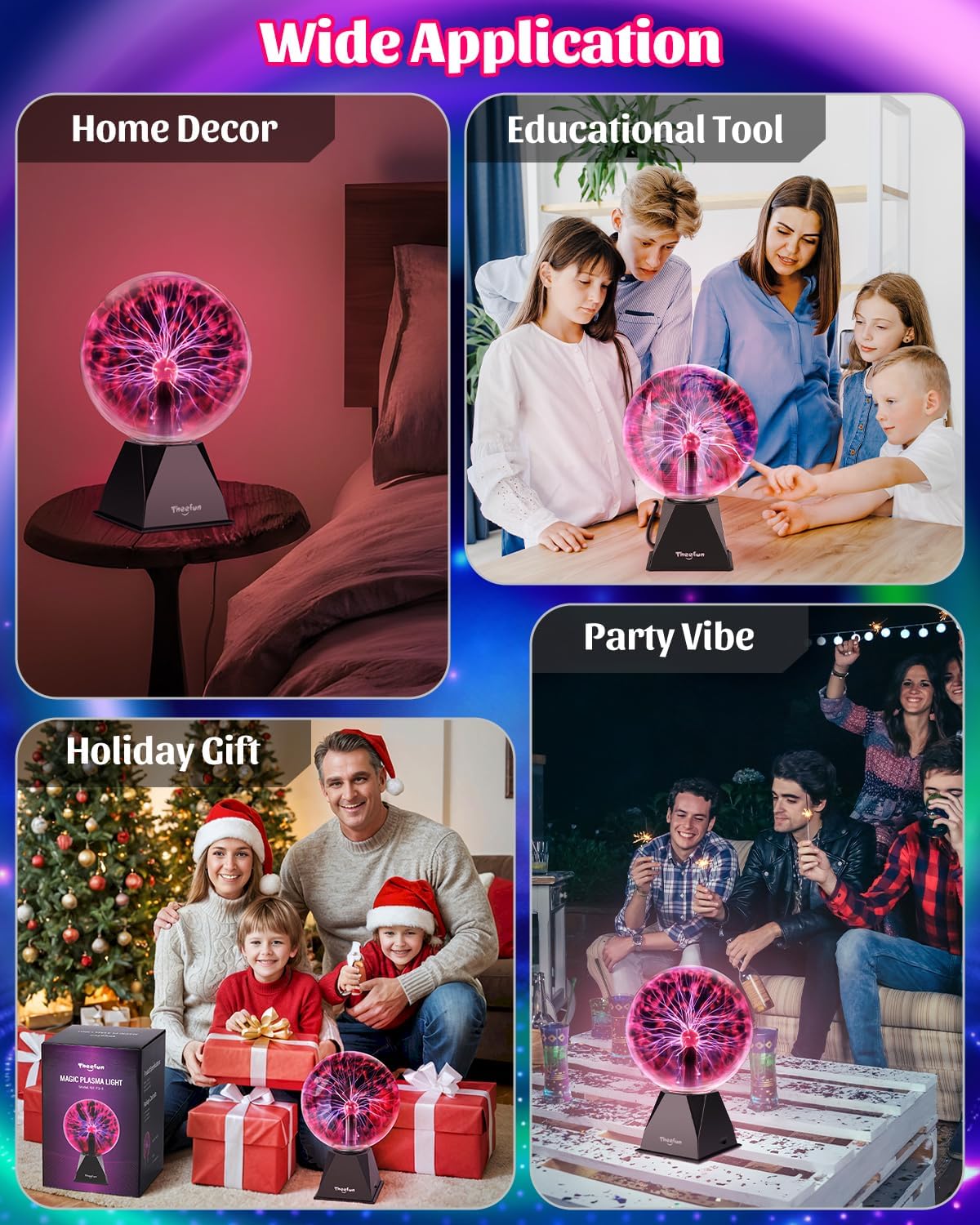Plasma Ball Lamp – Touch Sensitive Lightning Globe, Interactive LED Desk Decor & Night Light