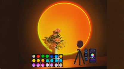 Sunset Aura™ RGB Projection Lamp – Remote Control 16-Color Mood Light for Aesthetic Rooms & Photography