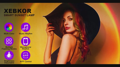 Sunset Aura™ RGB Projection Lamp – Remote Control 16-Color Mood Light for Aesthetic Rooms & Photography