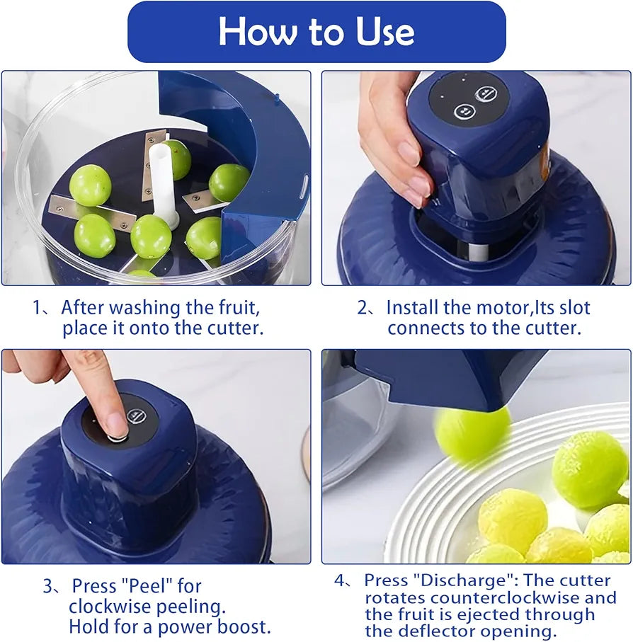 Electric Automatic Fruit & Vegetable Peeler – USB Rechargeable Multi-Blade Kitchen Cutter