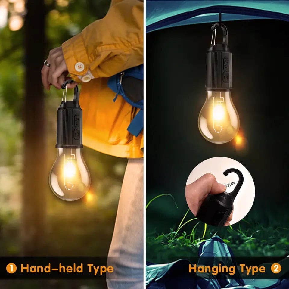 Portable Rechargeable Hanging LED Bulb – USB Charging, 3 Light Modes, Emergency & Camping Light with Hook