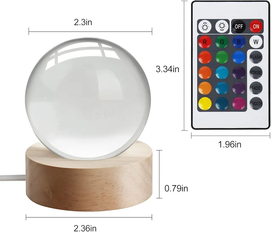 GalaxyAura™ 3D Solar System Crystal Ball Night Lamp – Premium LED Wooden Base Bedside Light