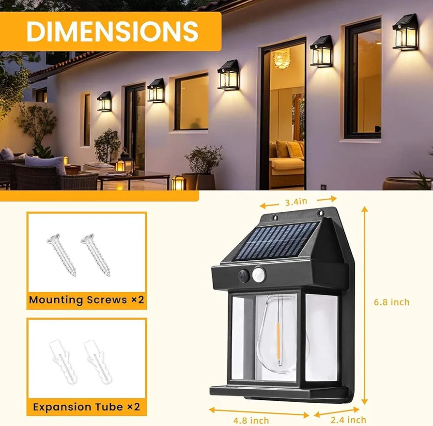 Solar Outdoor Wall Light – Automatic Dusk-to-Dawn LED Lantern | Waterproof Garden & Balcony Lamp