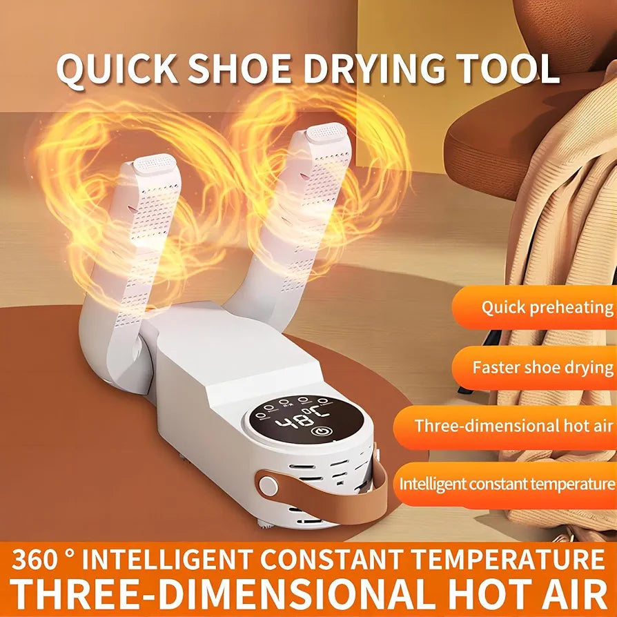 Portable Electric Shoe Dryer – 360° Warm Air Circulation, Adjustable Timer, Multi-Function Boot & Shoe Dryer