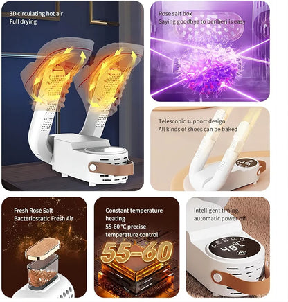 Portable Electric Shoe Dryer – 360° Warm Air Circulation, Adjustable Timer, Multi-Function Boot & Shoe Dryer